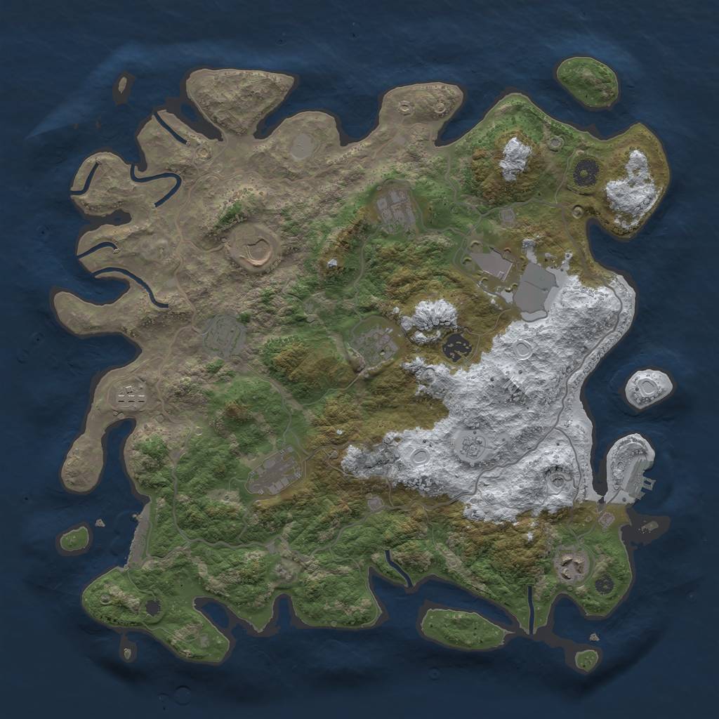 Rust Map: Procedural Map, Size: 4000, Seed: 621356612, 18 Monuments