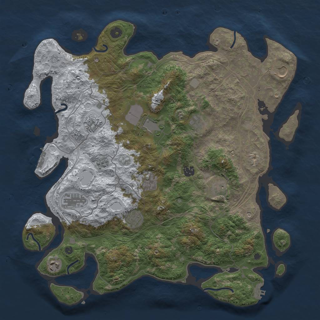 Rust Map: Procedural Map, Size: 4250, Seed: 2039708621, 20 Monuments