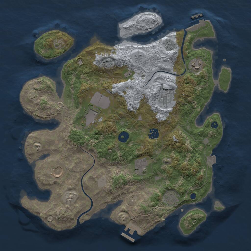 Rust Map: Procedural Map, Size: 3500, Seed: 3131135, 14 Monuments