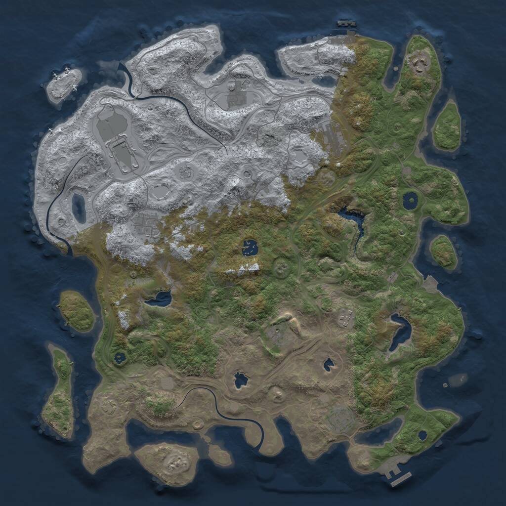 Rust Map: Procedural Map, Size: 4500, Seed: 1490419706, 15 Monuments
