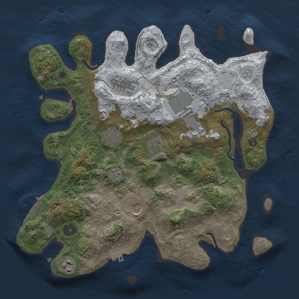 Rust Map: Procedural Map, Size: 3500, Seed: 1282642534, 16 Monuments