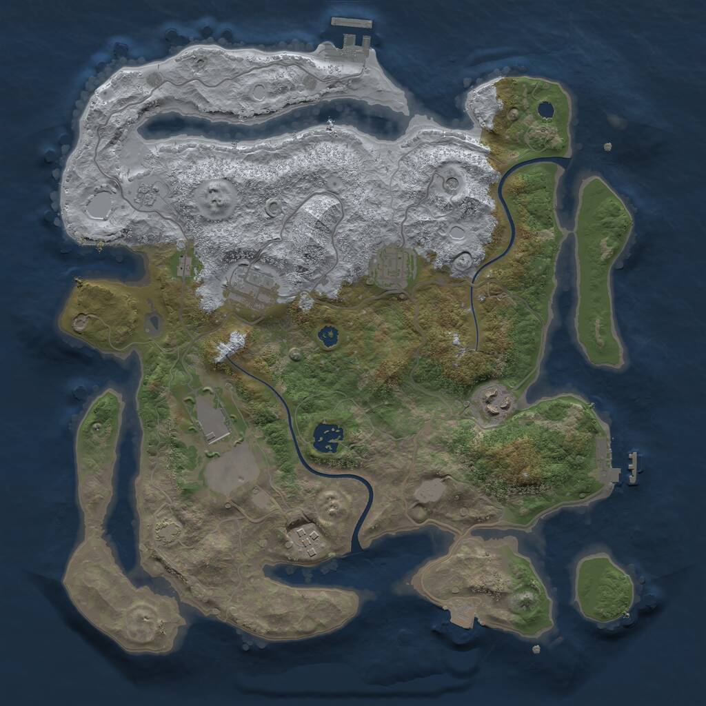 Rust Map: Procedural Map, Size: 3500, Seed: 23555, 12 Monuments