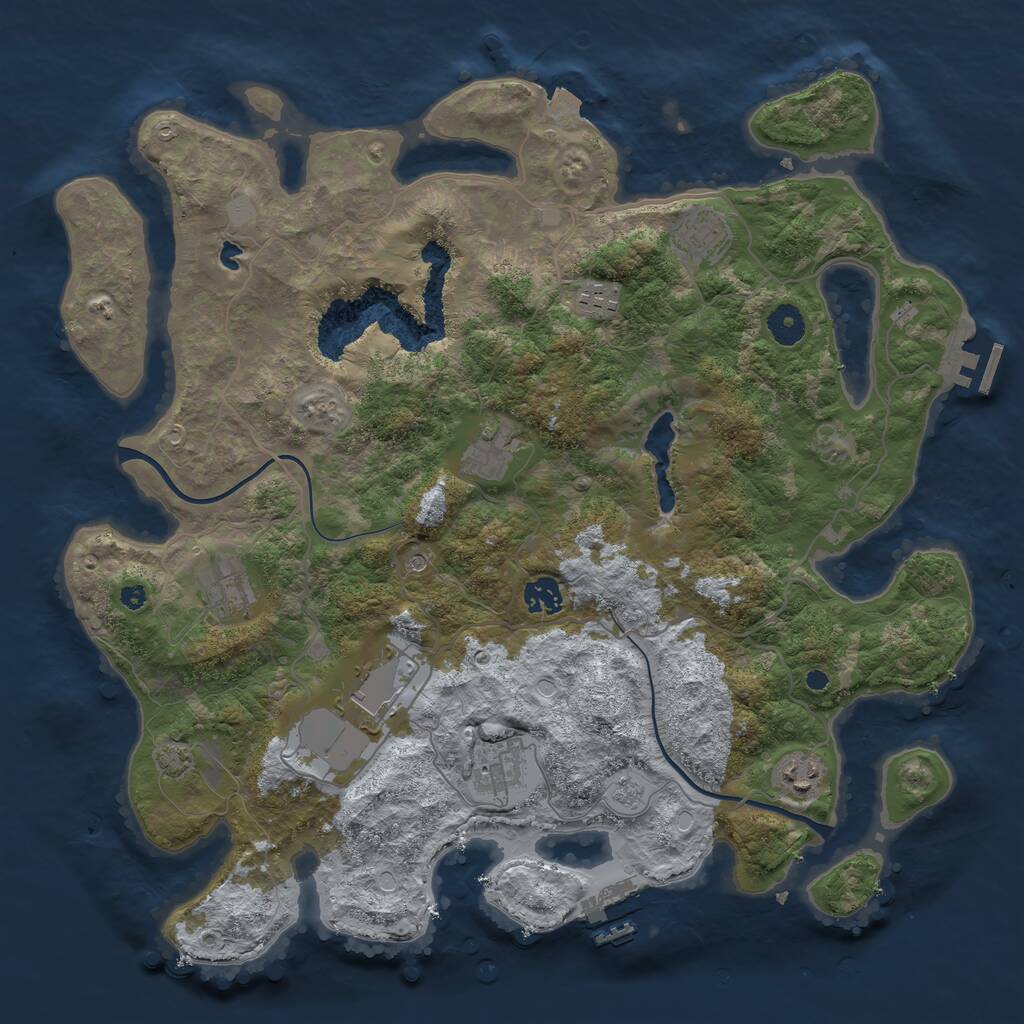 Rust Map: Procedural Map, Size: 4000, Seed: 1111111, 14 Monuments