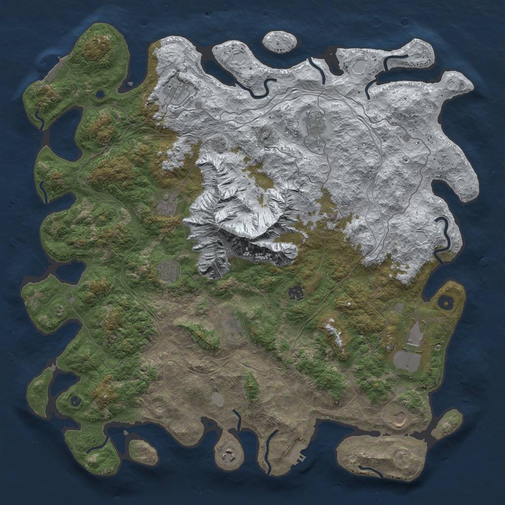 Rust Map: Procedural Map, Size: 5000, Seed: 53478593, 20 Monuments
