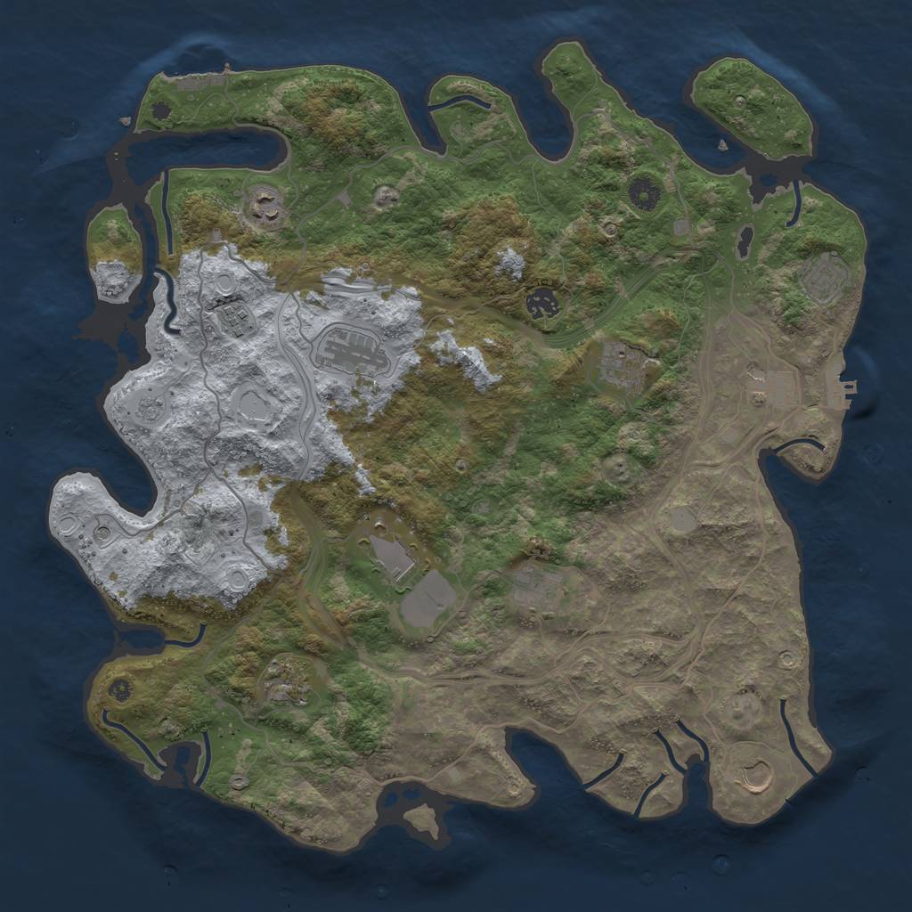 Rust Map: Procedural Map, Size: 4250, Seed: 1939385286, 18 Monuments