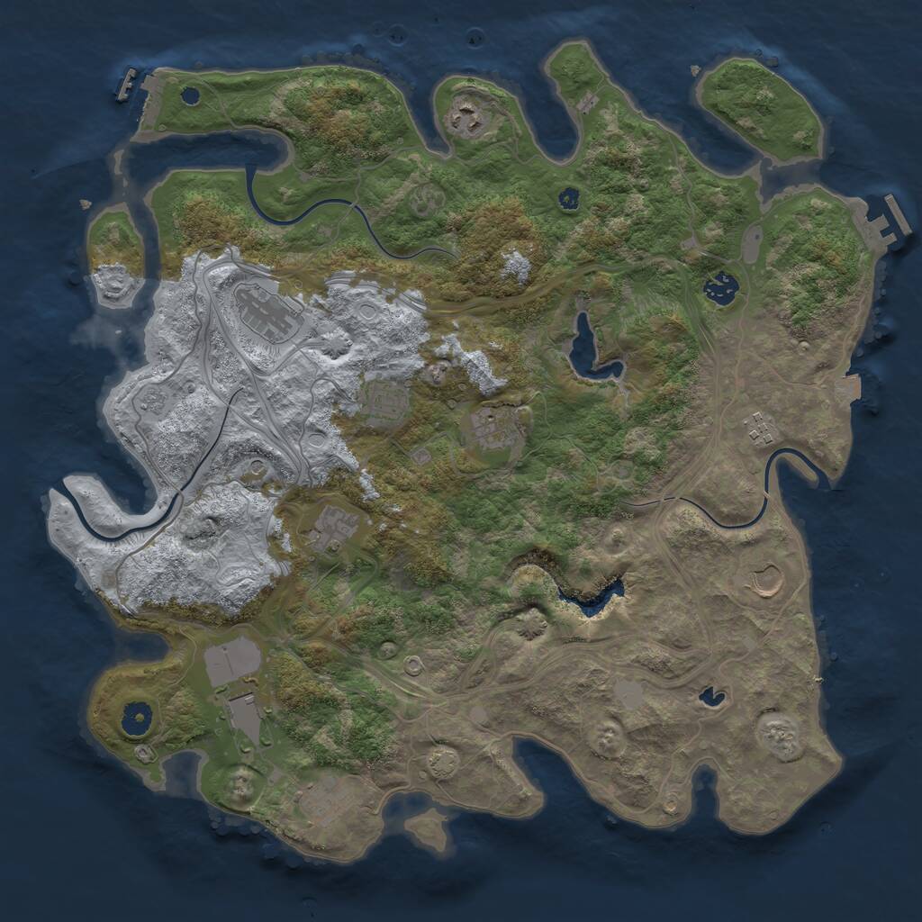 Rust Map: Procedural Map, Size: 4250, Seed: 1939385286, 16 Monuments