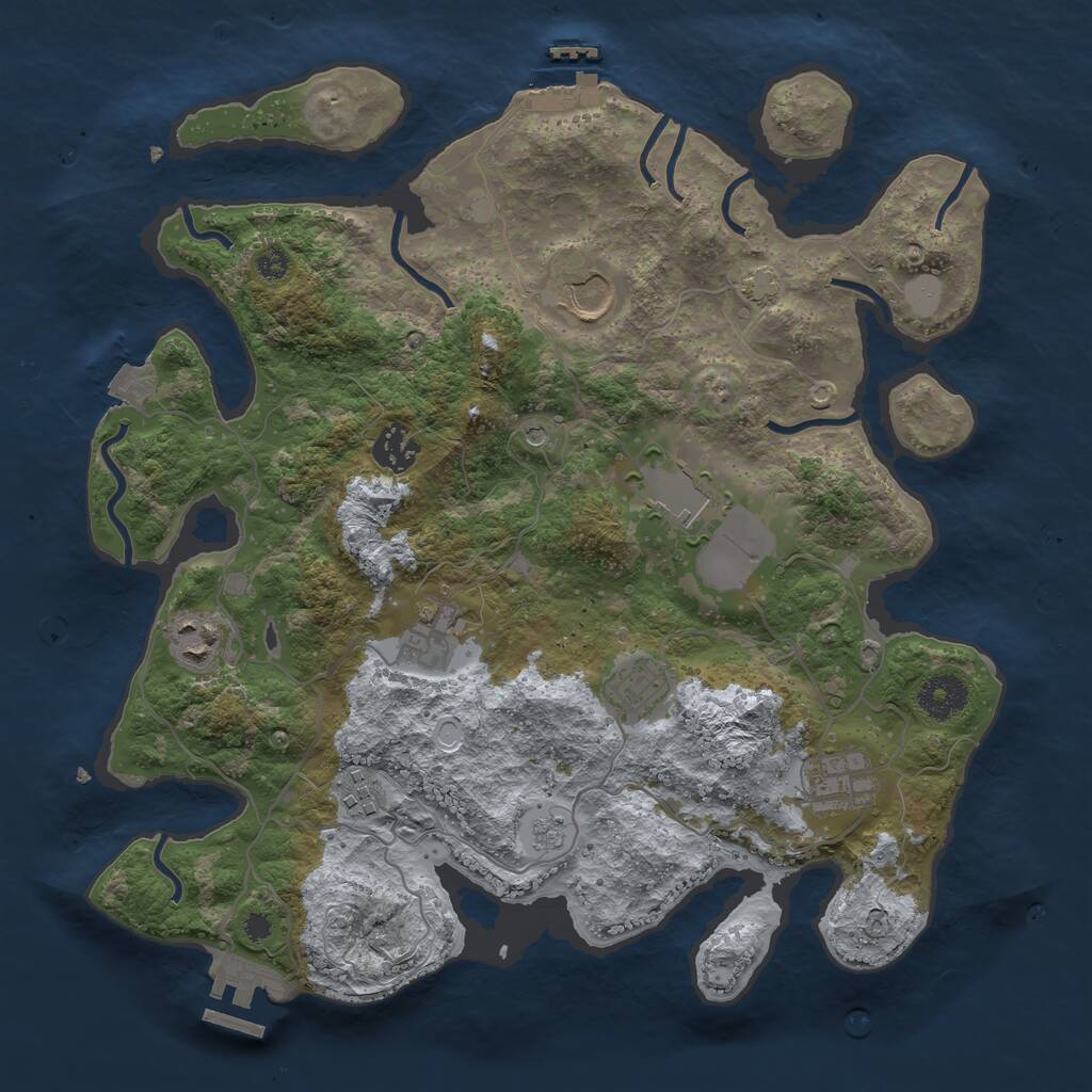 Rust Map: Procedural Map, Size: 3500, Seed: 195710813, 14 Monuments