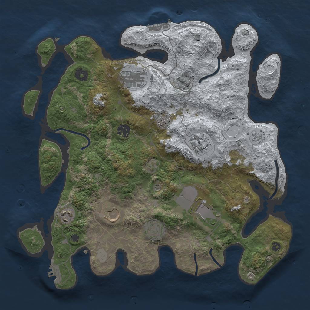 Rust Map: Procedural Map, Size: 3500, Seed: 216812005, 17 Monuments