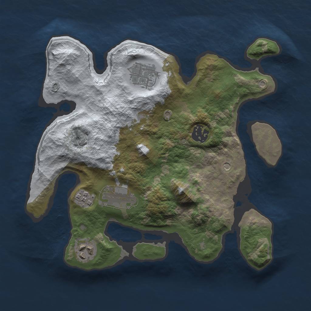 Rust Map: Barren, Size: 2750, Seed: 1322340, 8 Monuments