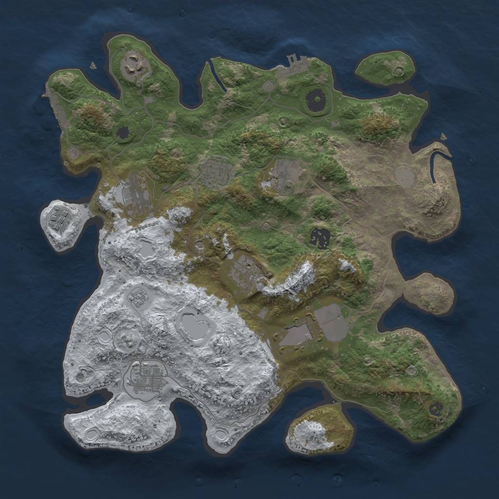 Rust Map: Procedural Map, Size: 3500, Seed: 6666, 18 Monuments