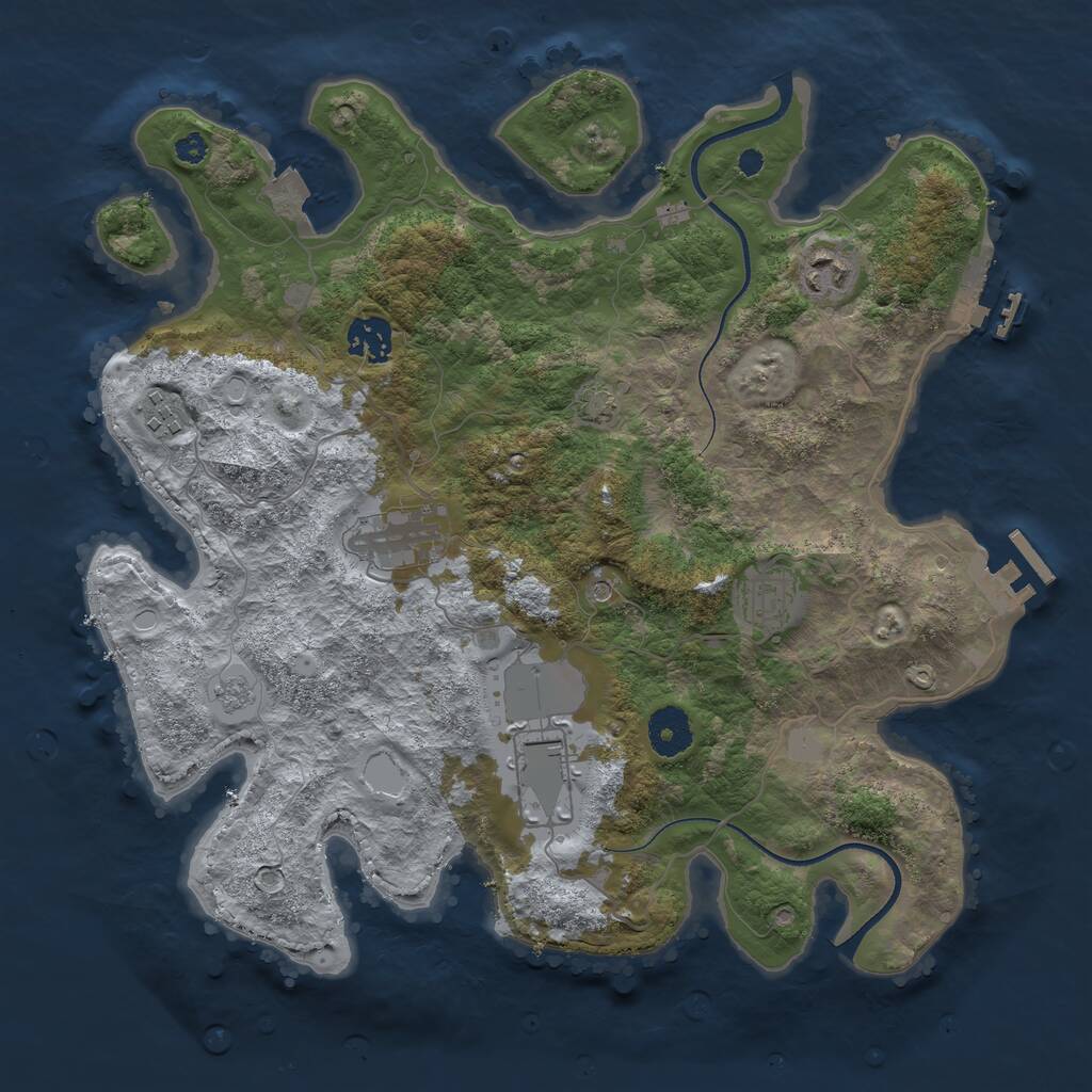 Rust Map: Procedural Map, Size: 3500, Seed: 1333, 12 Monuments
