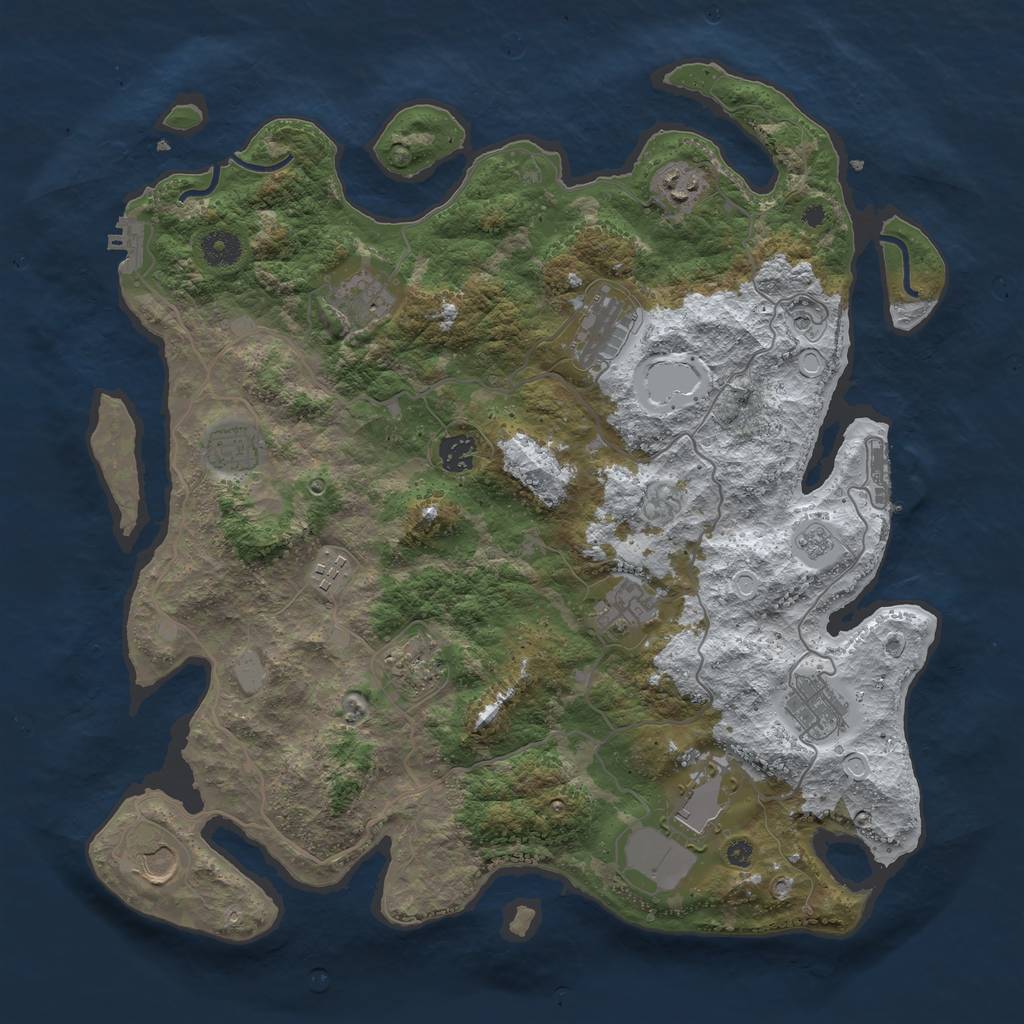 Rust Map: Procedural Map, Size: 4000, Seed: 1742596300, 20 Monuments