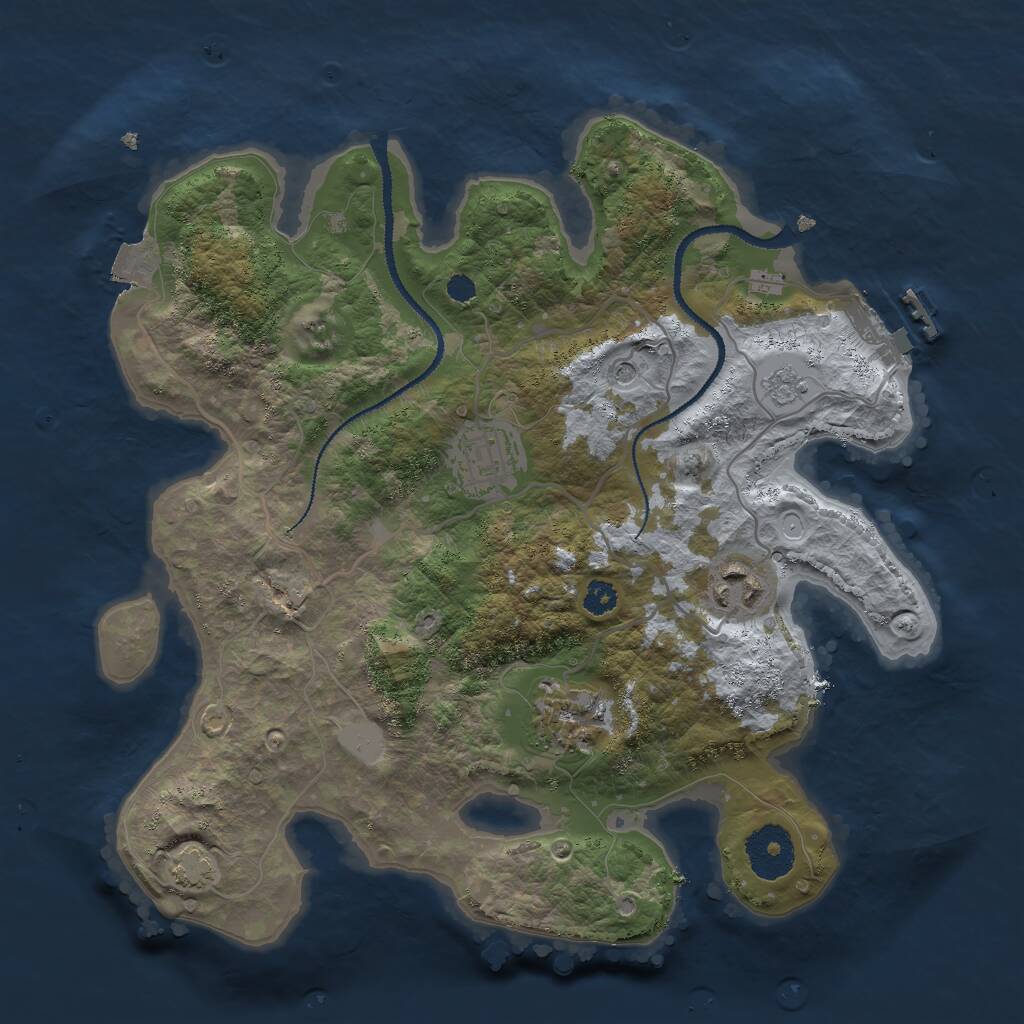 Rust Map: Procedural Map, Size: 3000, Seed: 86356757, 8 Monuments