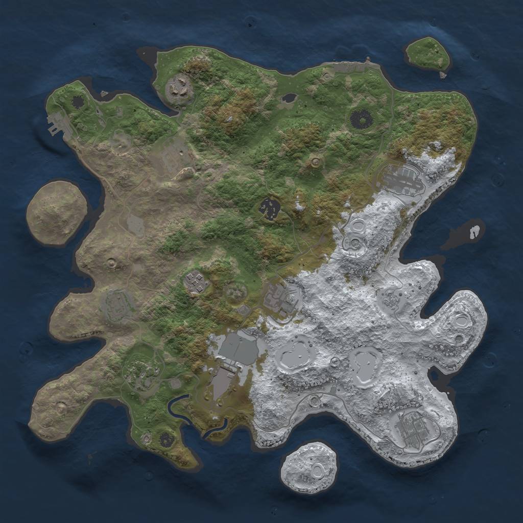 Rust Map: Procedural Map, Size: 3700, Seed: 30201, 19 Monuments