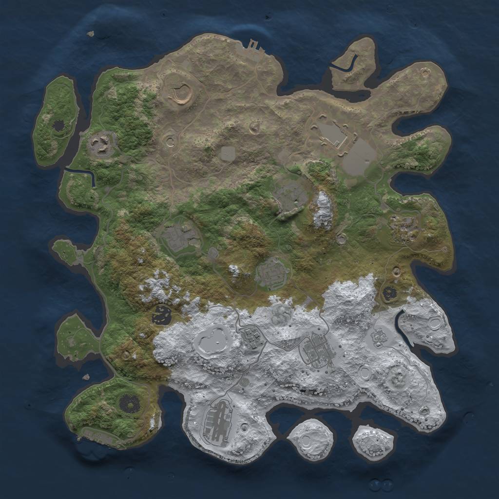 Rust Map: Procedural Map, Size: 3700, Seed: 8777, 20 Monuments