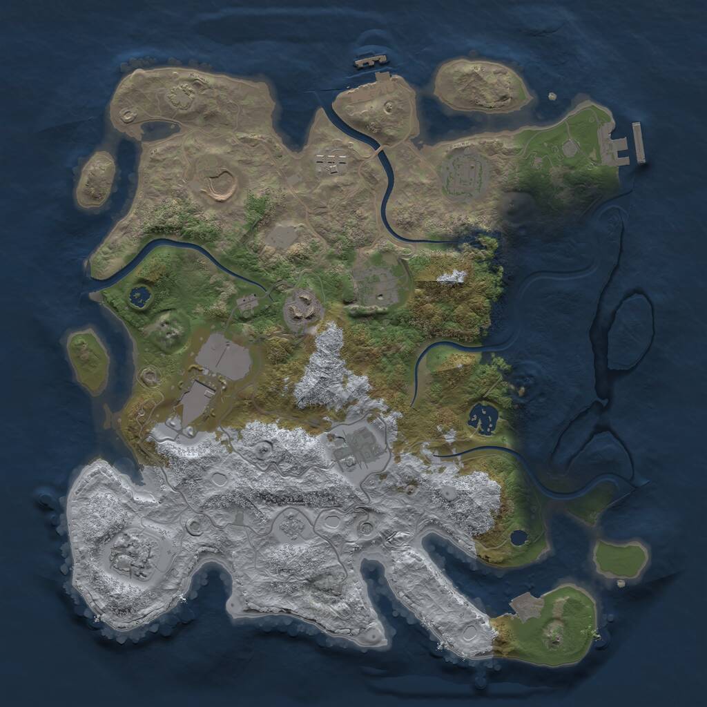 Rust Map: Procedural Map, Size: 3500, Seed: 2135660814, 15 Monuments
