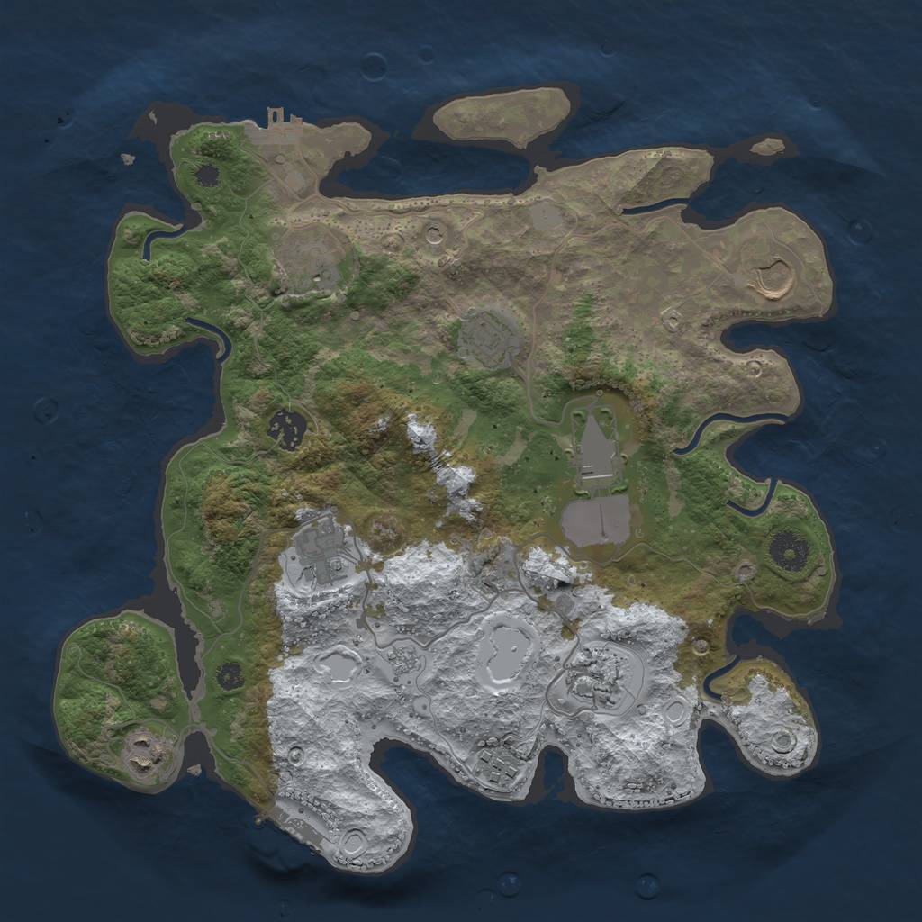 Rust Map: Procedural Map, Size: 3500, Seed: 6435225, 18 Monuments