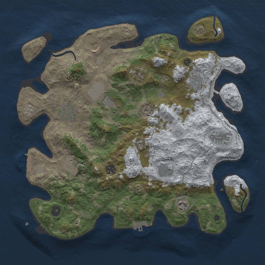 Rust Map: Procedural Map, Size: 3900, Seed: 25, 20 Monuments