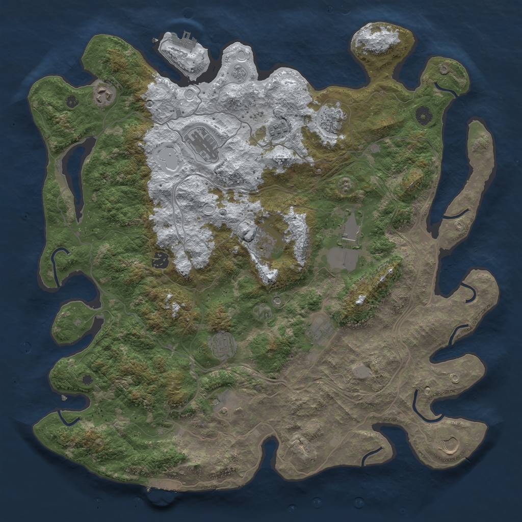 Rust Map: Procedural Map, Size: 4500, Seed: 2042813013, 20 Monuments