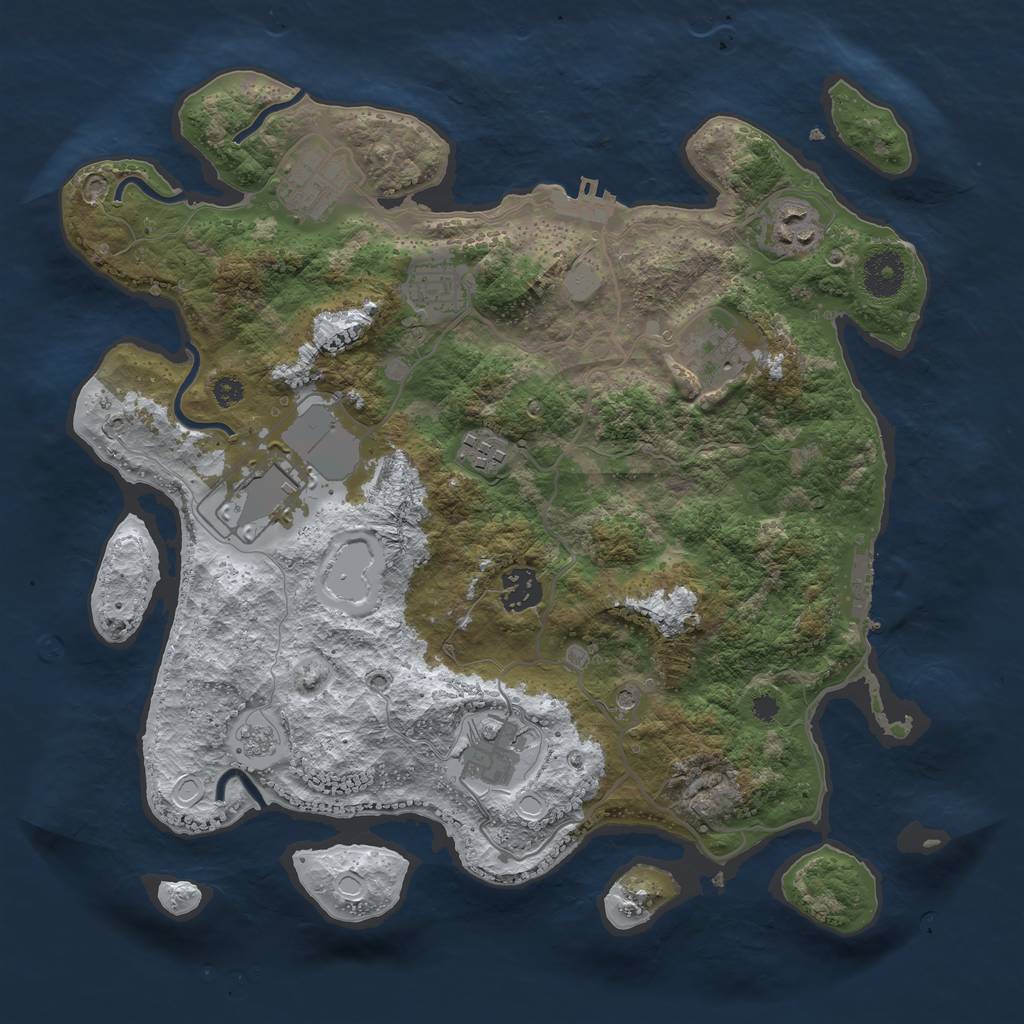 Rust Map: Procedural Map, Size: 3500, Seed: 1085381711, 17 Monuments