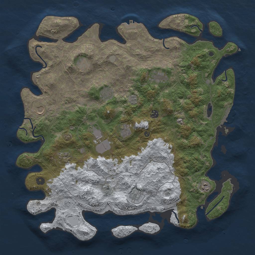 Rust Map: Procedural Map, Size: 4500, Seed: 21354652, 20 Monuments