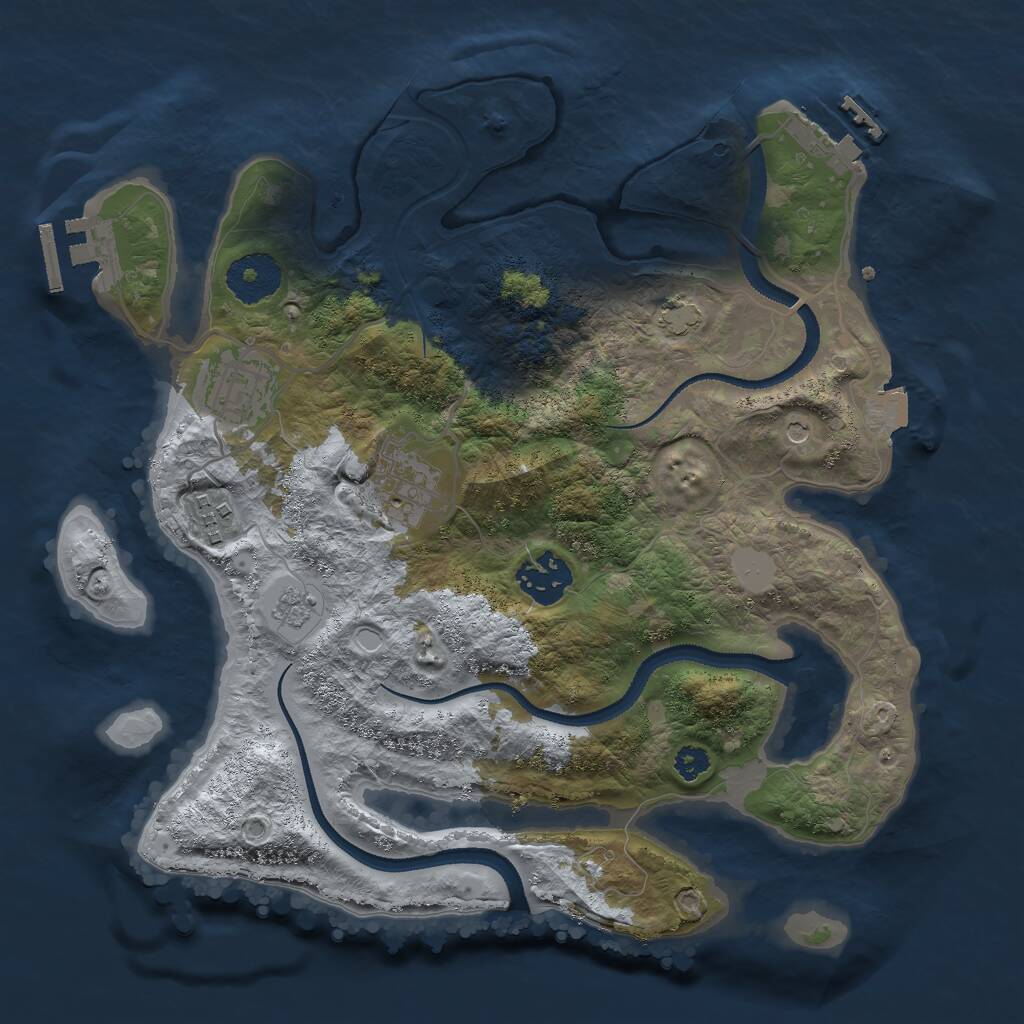 Rust Map: Procedural Map, Size: 3000, Seed: 12255, 10 Monuments