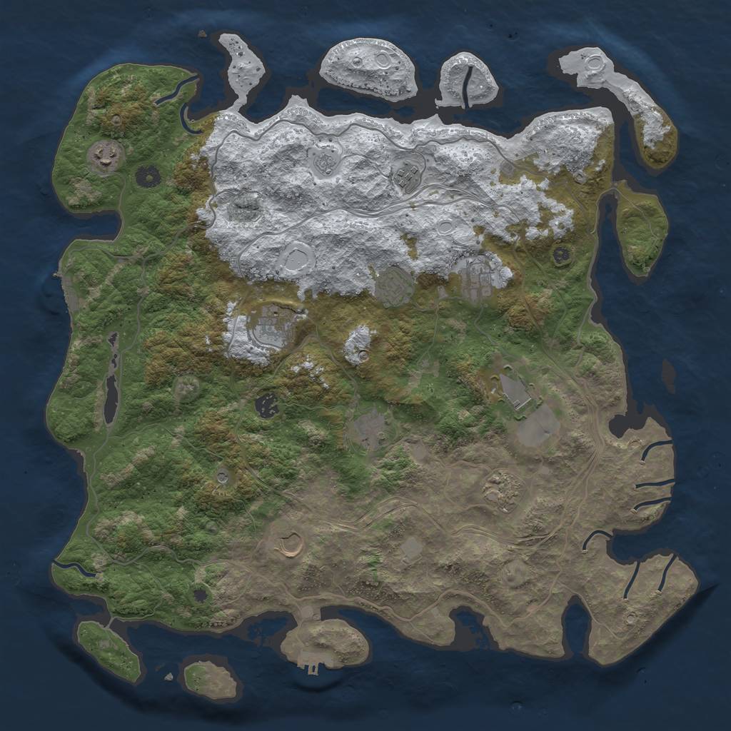 Rust Map: Procedural Map, Size: 4500, Seed: 219790778, 19 Monuments
