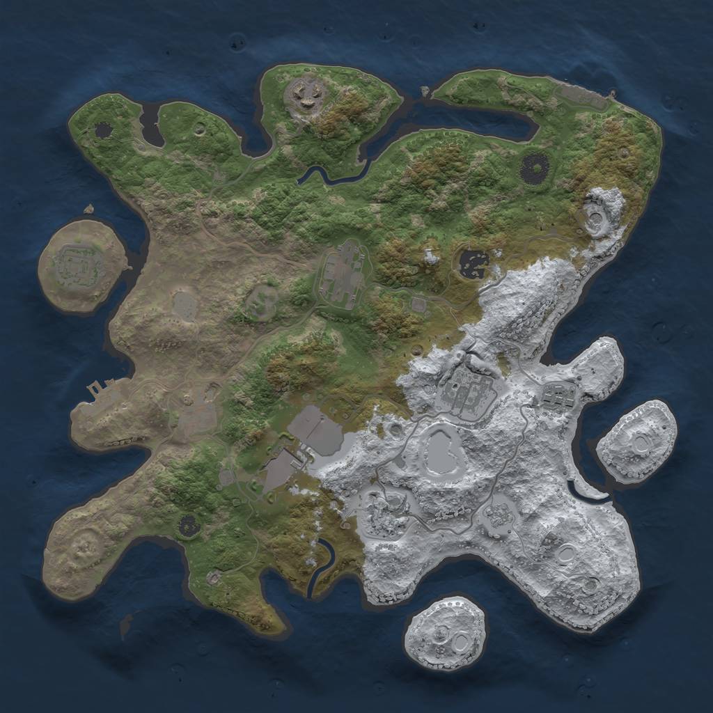 Rust Map: Procedural Map, Size: 3500, Seed: 30201, 18 Monuments
