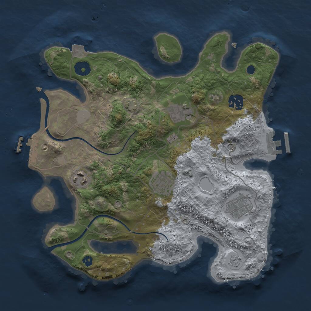 Rust Map: Procedural Map, Size: 3000, Seed: 24121, 11 Monuments