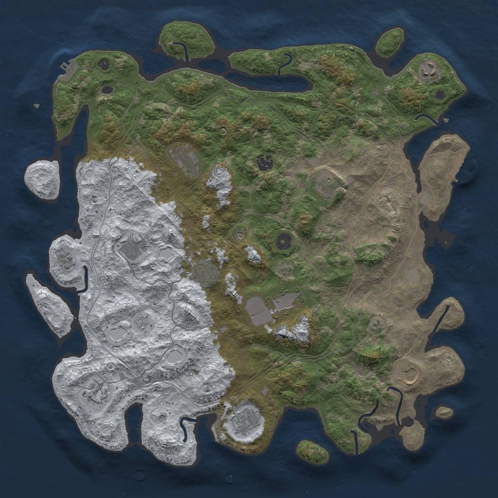 Rust Map: Procedural Map, Size: 4500, Seed: 7345, 20 Monuments