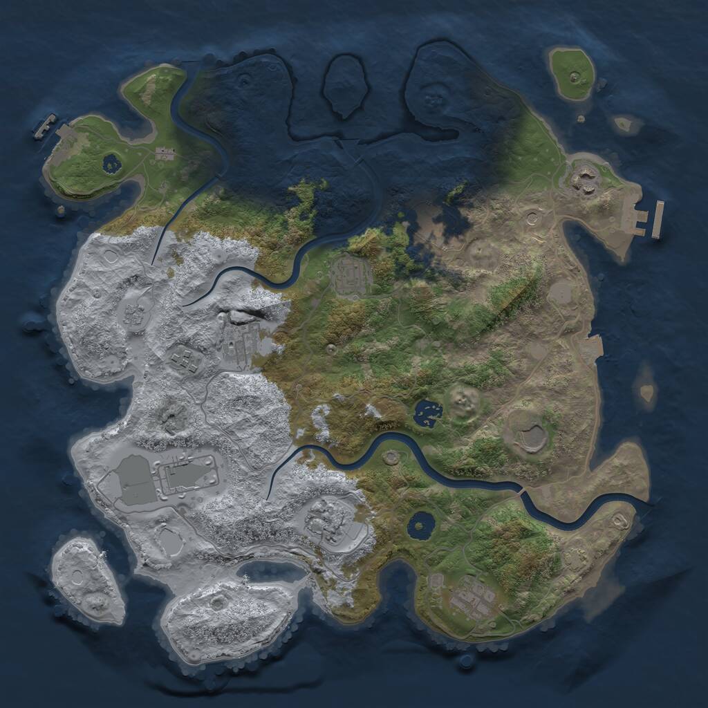 Rust Map: Procedural Map, Size: 3794, Seed: 1334181555, 16 Monuments