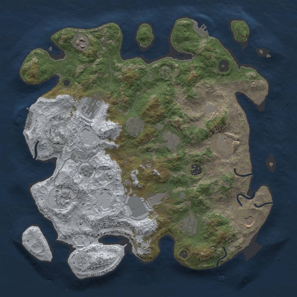 Rust Map: Procedural Map, Size: 3794, Seed: 1334181555, 20 Monuments