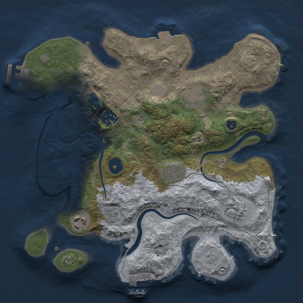 Rust Map: Procedural Map, Size: 3000, Seed: 54872, 12 Monuments
