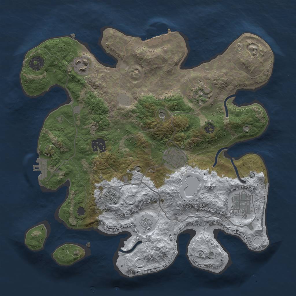 Rust Map: Procedural Map, Size: 3000, Seed: 54872, 15 Monuments