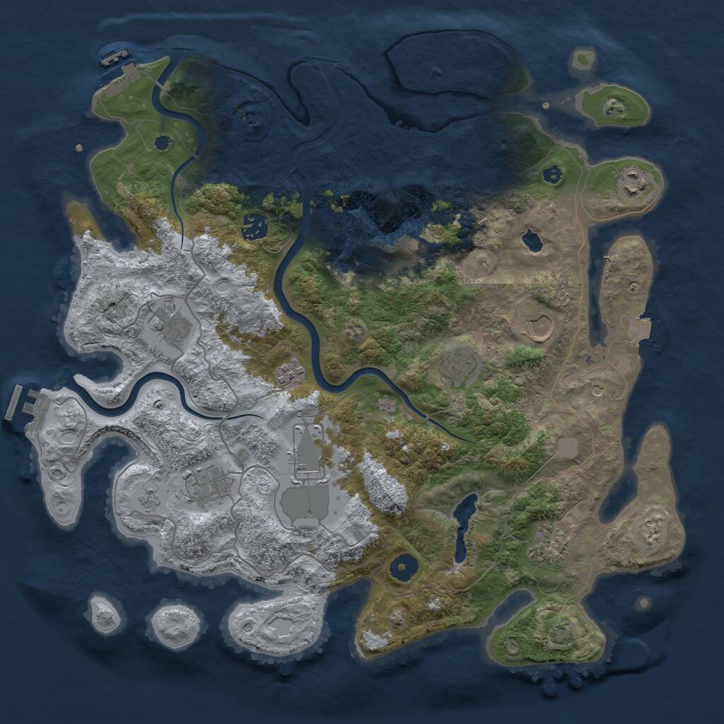 Rust Map: Procedural Map, Size: 4000, Seed: 4674, 15 Monuments