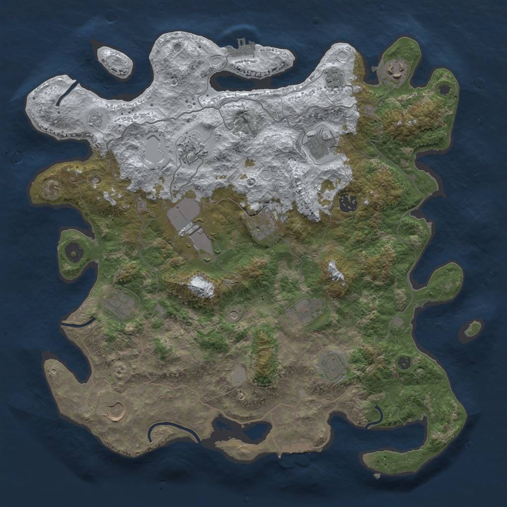 Rust Map: Procedural Map, Size: 4000, Seed: 136667, 20 Monuments