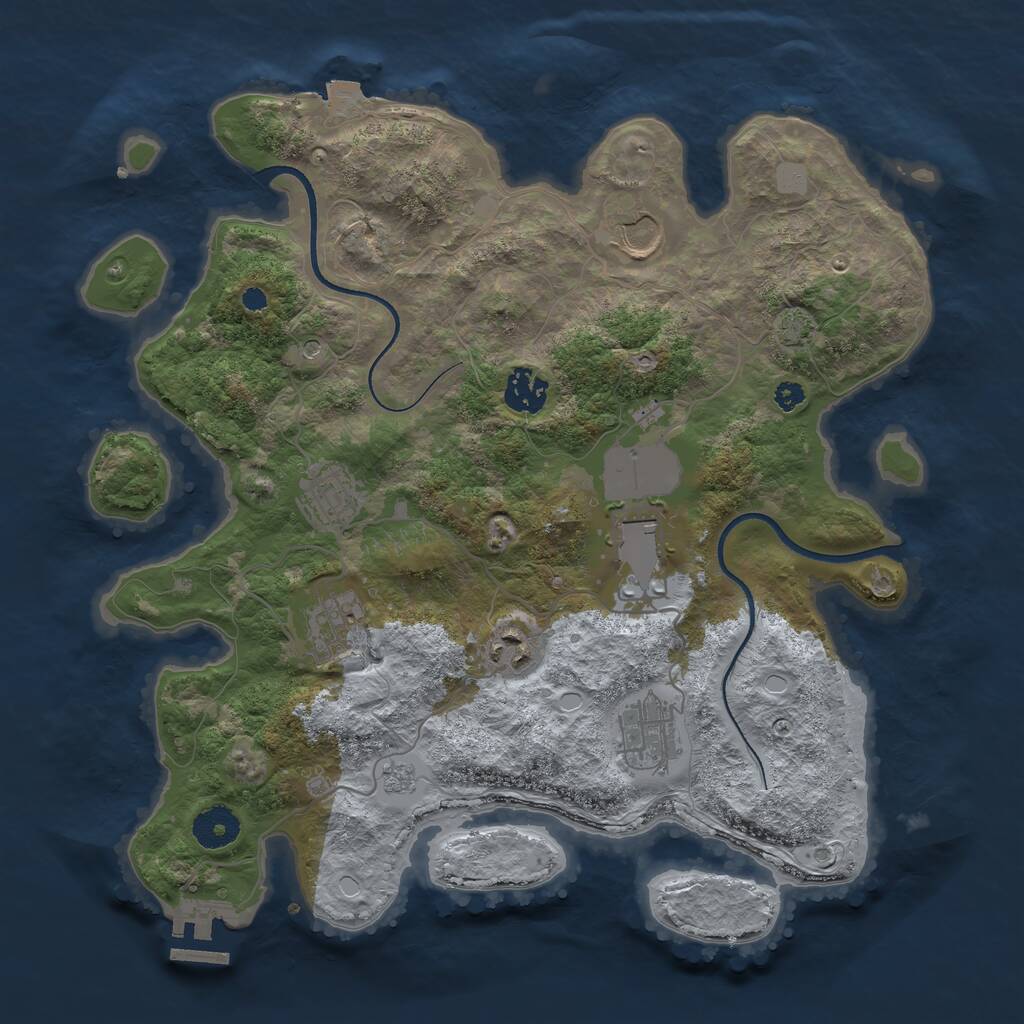 Rust Map: Procedural Map, Size: 3500, Seed: 7323069, 12 Monuments