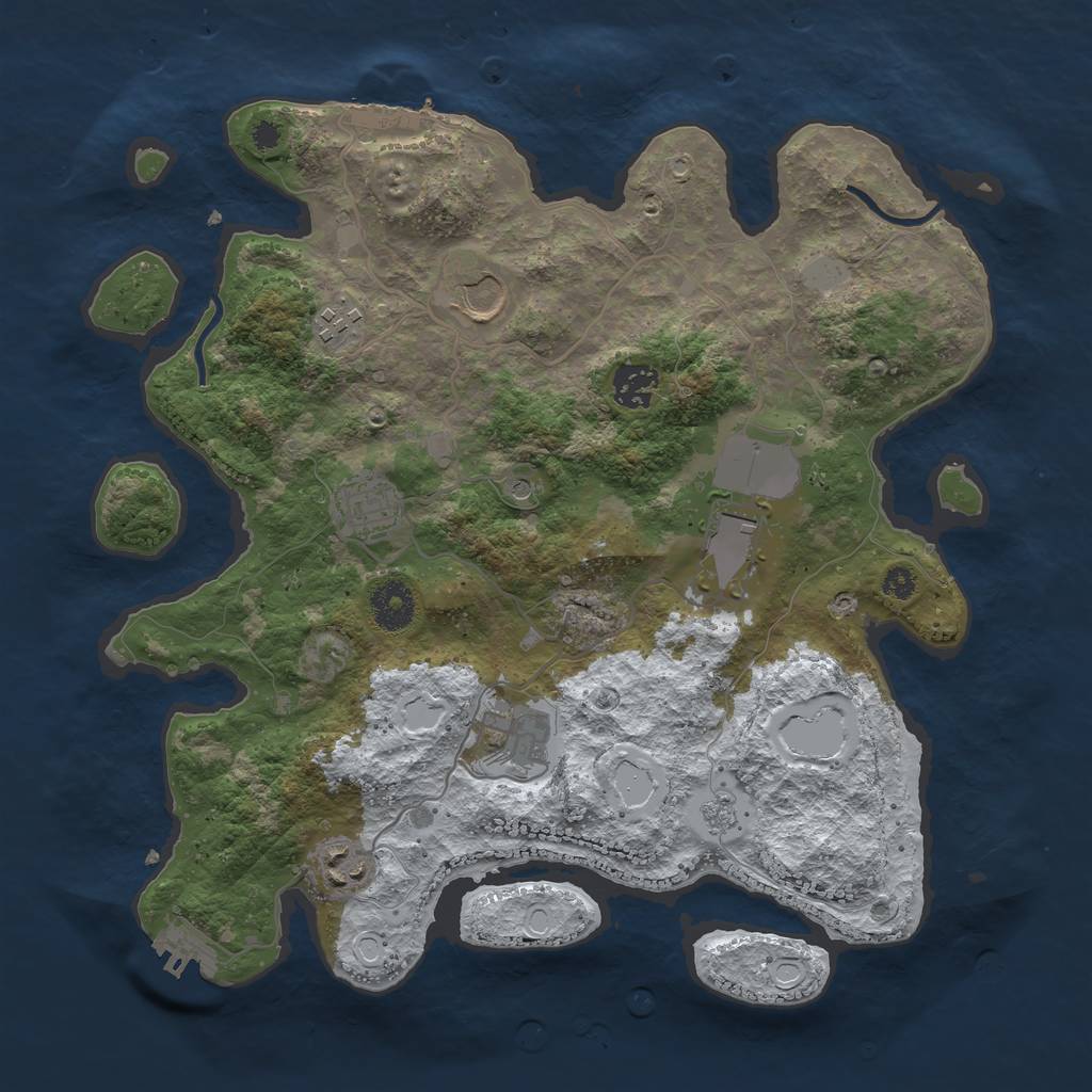 Rust Map: Procedural Map, Size: 3500, Seed: 7323069, 16 Monuments