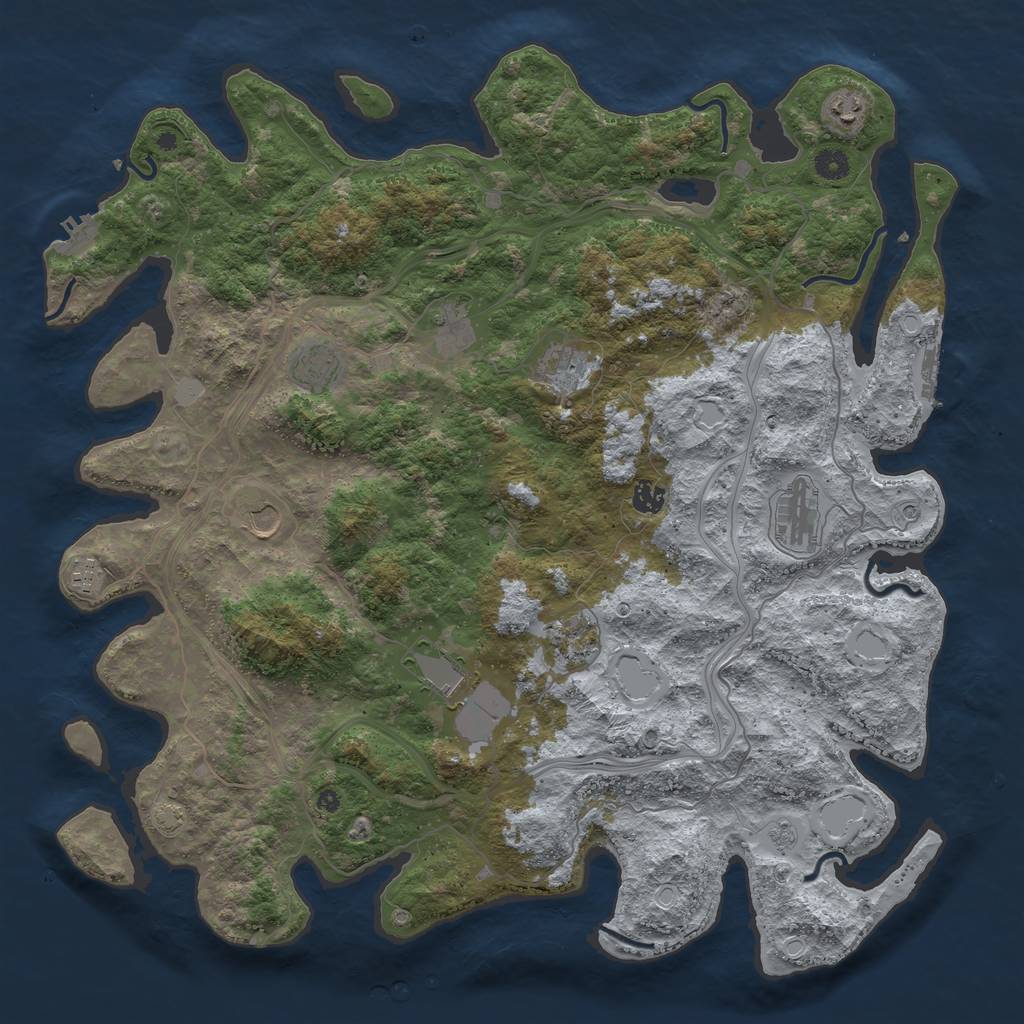 Rust Map: Procedural Map, Size: 4600, Seed: 308415201, 18 Monuments
