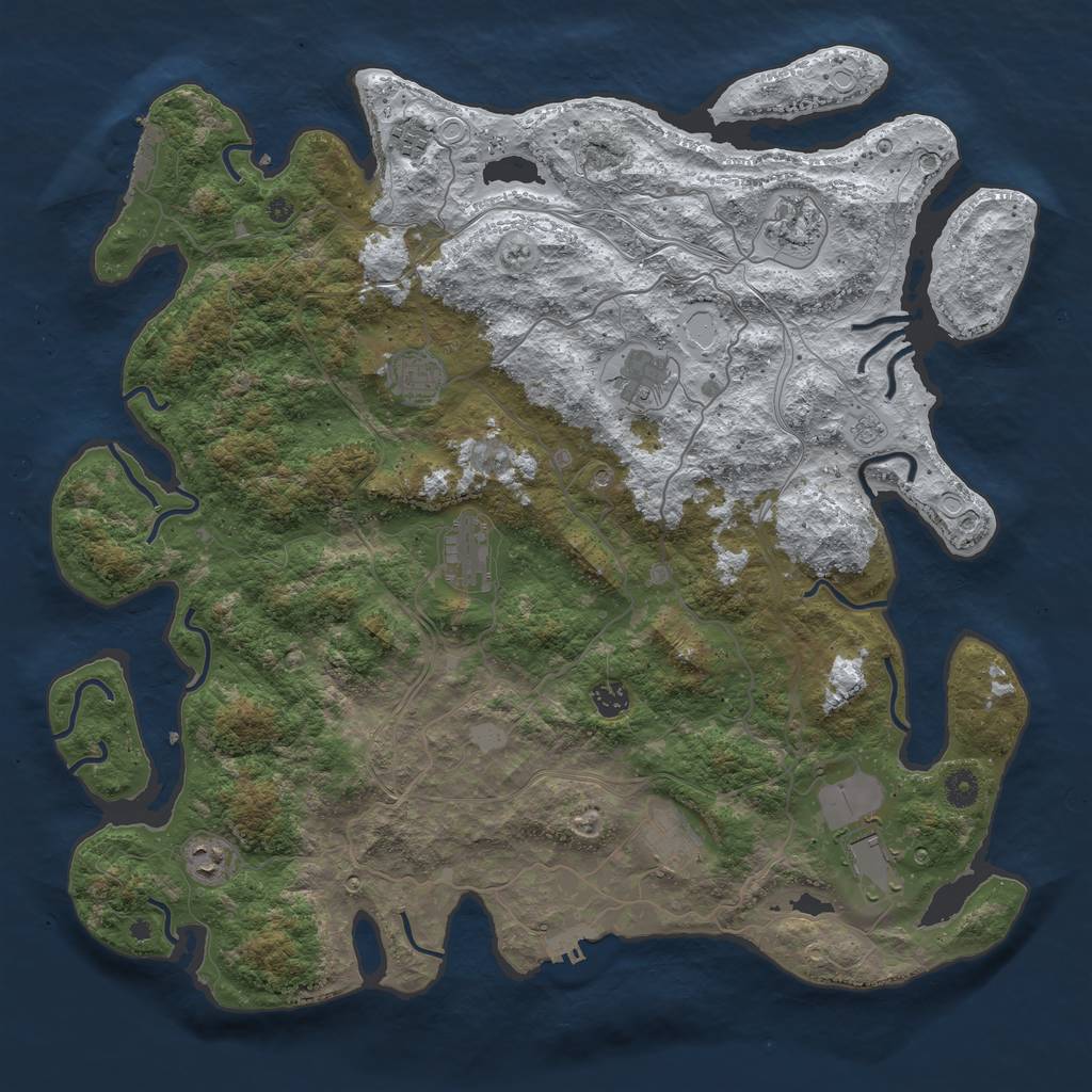 Rust Map: Procedural Map, Size: 4500, Seed: 37079137, 18 Monuments