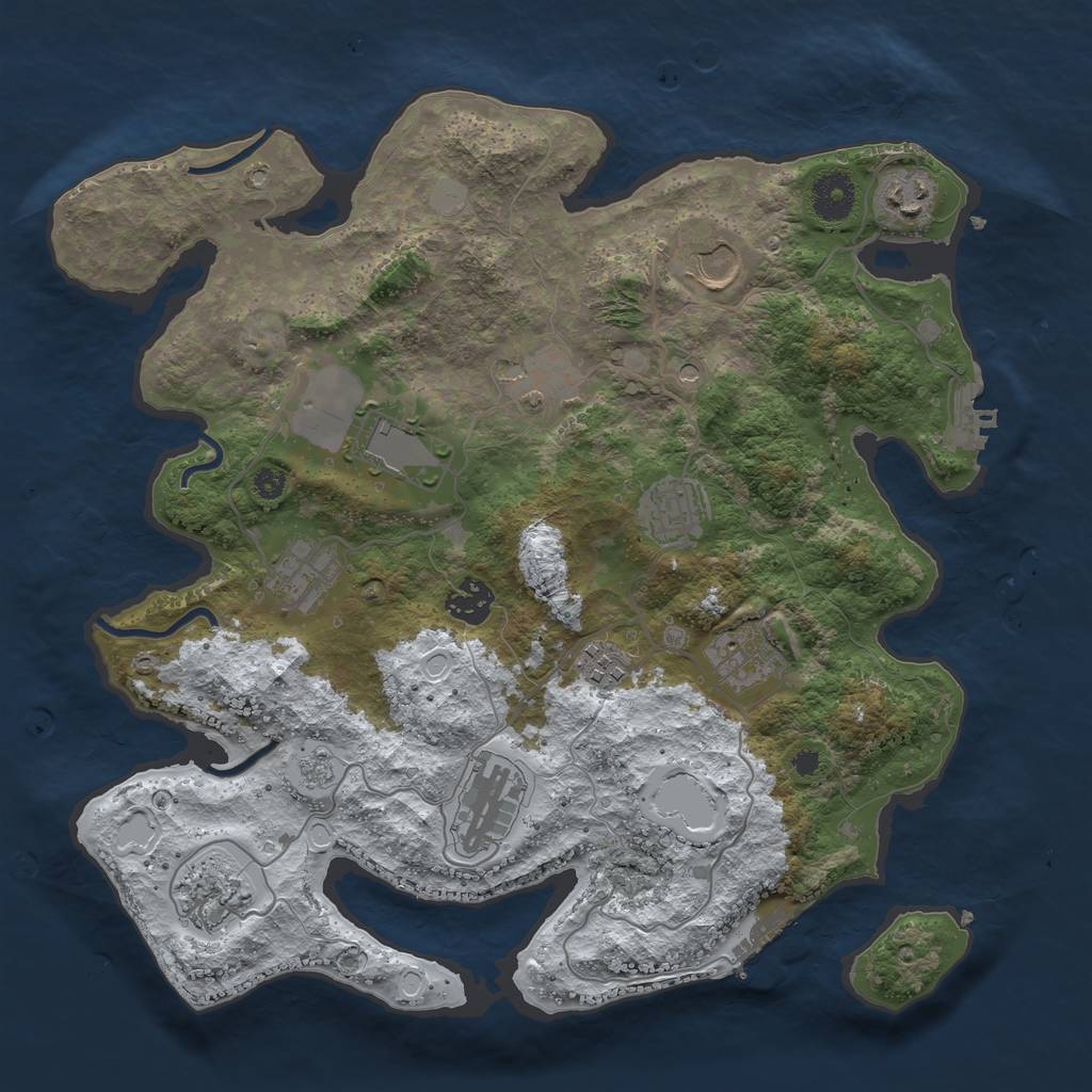 Rust Map: Procedural Map, Size: 3550, Seed: 2127489395, 20 Monuments