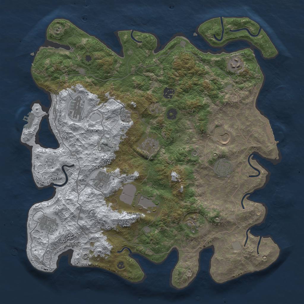 Rust Map: Procedural Map, Size: 4050, Seed: 1678318338, 20 Monuments