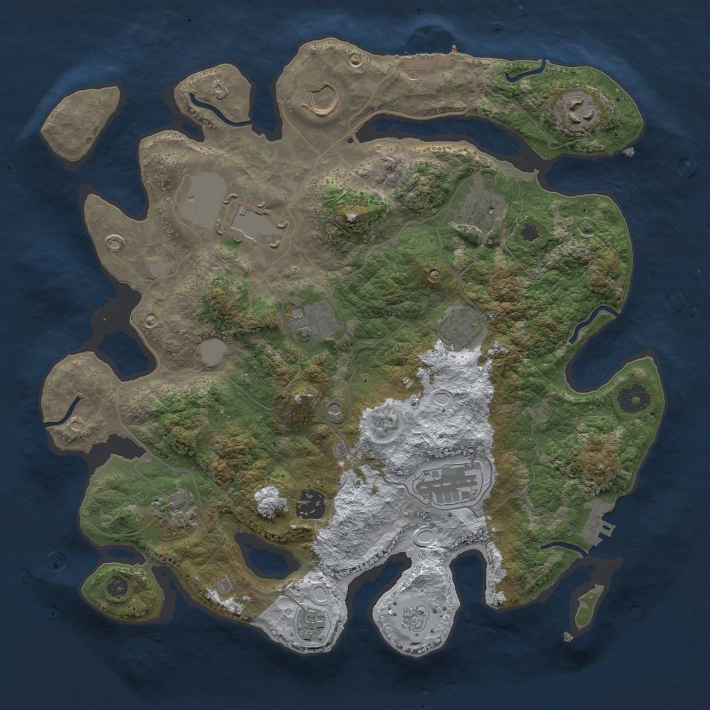 Rust Map: Procedural Map, Size: 3500, Seed: 1971731315, 19 Monuments