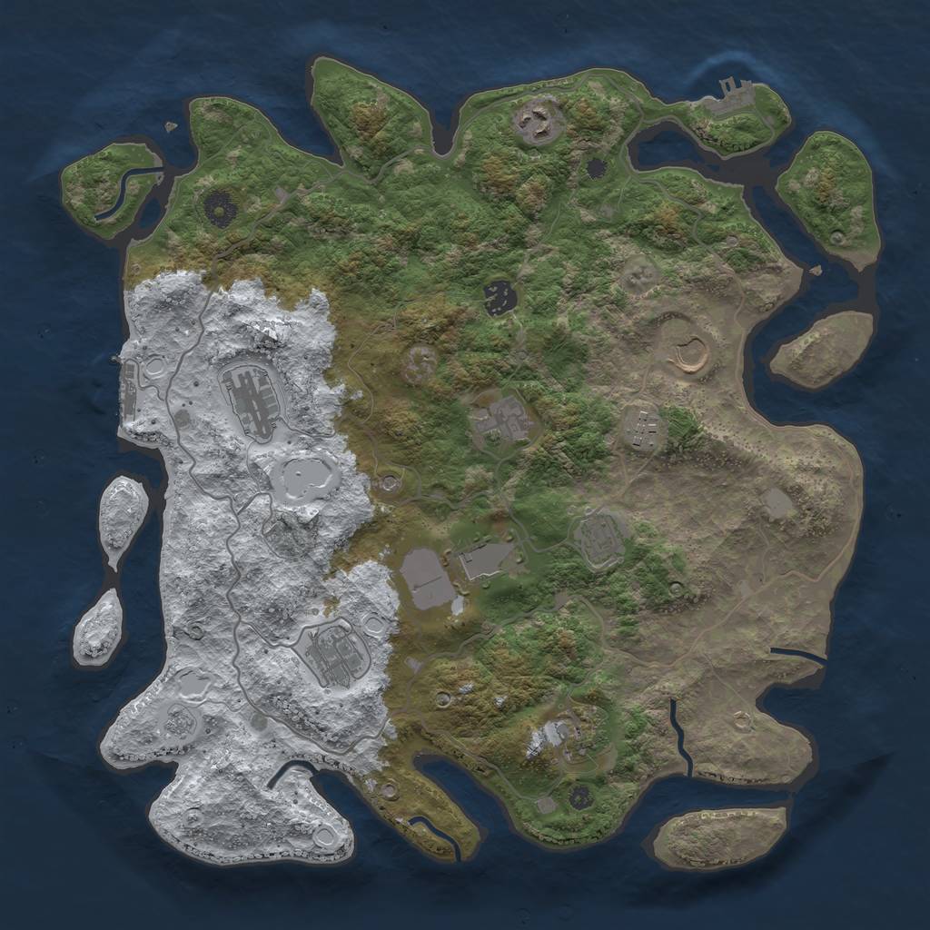 Rust Map: Procedural Map, Size: 4000, Seed: 287906728, 19 Monuments