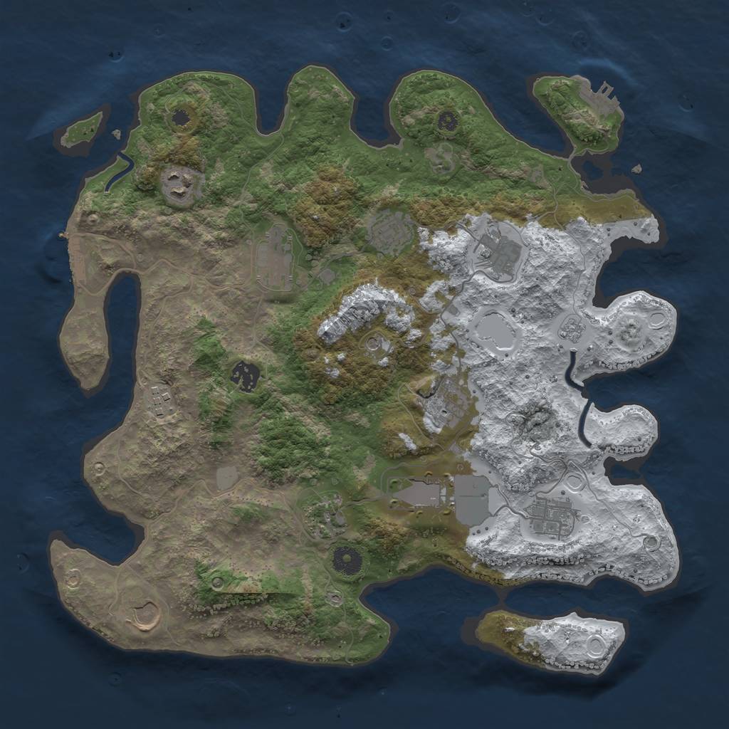 Rust Map: Procedural Map, Size: 3750, Seed: 739457953, 20 Monuments
