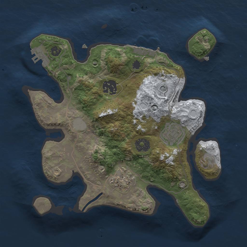 Rust Map: Procedural Map, Size: 2500, Seed: 985415833, 11 Monuments