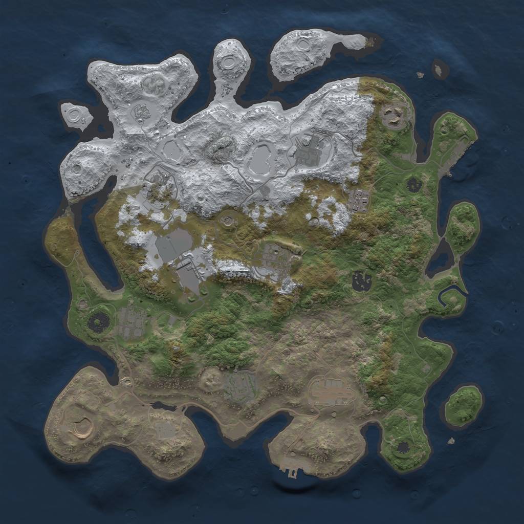 Rust Map: Procedural Map, Size: 3750, Seed: 794882849, 20 Monuments