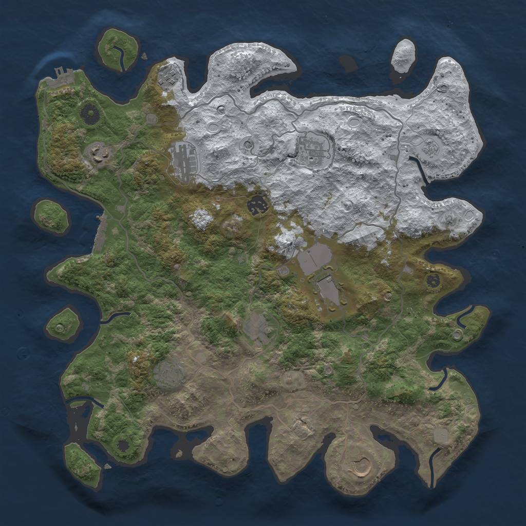 Rust Map: Procedural Map, Size: 4000, Seed: 692352609, 18 Monuments
