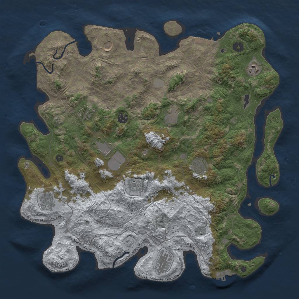 Rust Map: Procedural Map, Size: 4250, Seed: 465027989, 20 Monuments