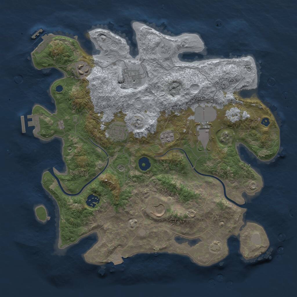 Rust Map: Procedural Map, Size: 3500, Seed: 9005859, 13 Monuments